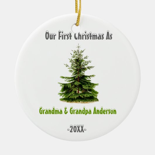 Eerste Kerstmis als Grandma Grandpa kerstboom Keramisch Ornament (Voorkant)
