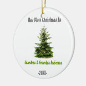 Eerste Kerstmis als Grandma Grandpa kerstboom Keramisch Ornament (Links)