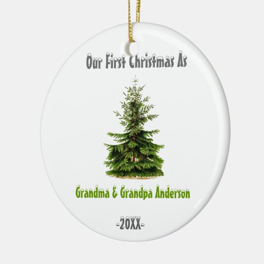 Eerste Kerstmis als Grandma Grandpa kerstboom Keramisch Ornament (Links)
