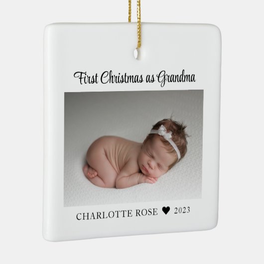 Eerste Kerstmis als Grandma New Baby Foto Keramisch Ornament (Rechts)