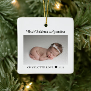 Eerste Kerstmis als Grandma New Baby Foto Keramisch Ornament