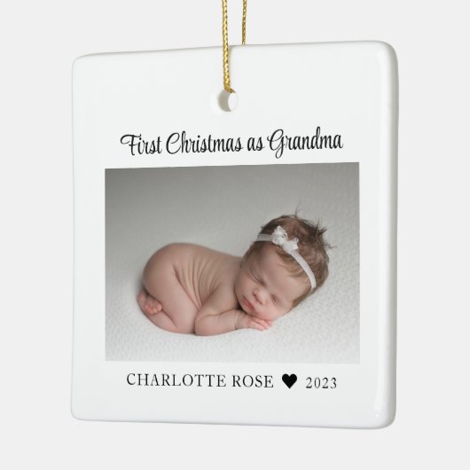 Eerste Kerstmis als Grandma New Baby Foto Keramisch Ornament (Links)
