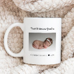 Eerste Kerstmis als Grandma New Baby Foto Koffiemok<br><div class="desc">Viel haar eerste Kerstmis als oma met deze persoonlijke mok voor fotokoffie. Alle tekst kan worden aangepast. Voeg je eigen foto toe aan creëer,  een echt uniek cadeau voor haar eerste kerstfeest als oma.</div>