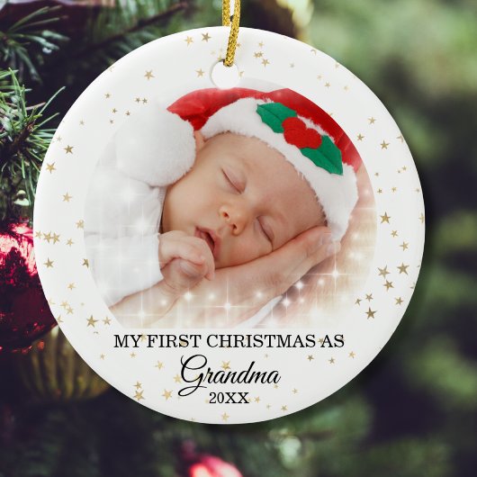 Eerste Kerstmis als Grandma Photo Ceramic Ornament