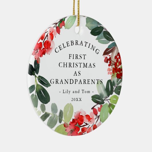 Eerste Kerstmis als Grandouders Custom Photo Keramisch Ornament (Rechts)