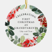 Eerste Kerstmis als Grandouders Custom Photo Keramisch Ornament (Voorkant)