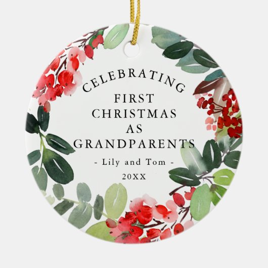 Eerste Kerstmis als Grandouders Custom Photo Keramisch Ornament (Voorkant)