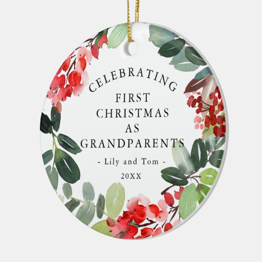 Eerste Kerstmis als Grandouders Custom Photo Keramisch Ornament (Links)