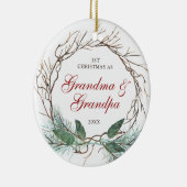 Eerste Kerstmis als grootmoeder en opa op persoonl Keramisch Ornament (Rechts)