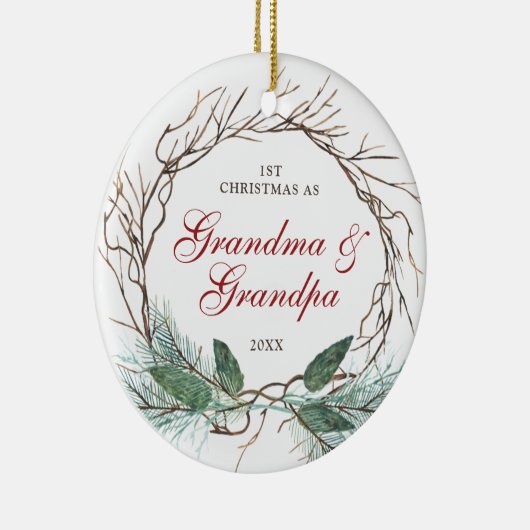 Eerste Kerstmis als grootmoeder en opa op persoonl Keramisch Ornament (Rechts)