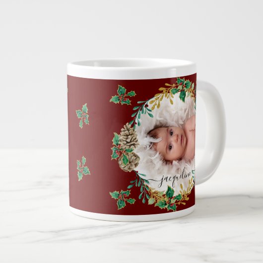 Eerste Kerstmis als grootmoeder Foto Holly Pine Co Grote Koffiekop (Voorkant rechts)