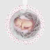 Eerste Kerstmis als grootouderauto en roze foto Ornament (achterkant)