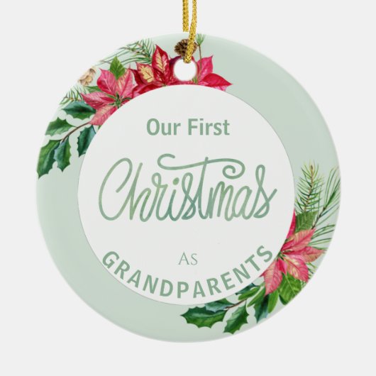 Eerste Kerstmis als grootouderkeramisch Ornament (Voorkant)