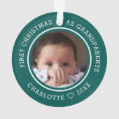 Eerste Kerstmis als grootouders 2 Foto Groen Ornament (achterkant)