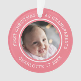 Eerste Kerstmis als grootouders 2 Foto Roze Ornament