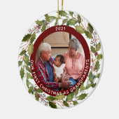 Eerste Kerstmis als Grootouders 2-Foto Wreated Keramisch Ornament (Links)