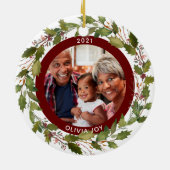 Eerste Kerstmis als Grootouders 2-Foto Wreated Keramisch Ornament (Achterkant)