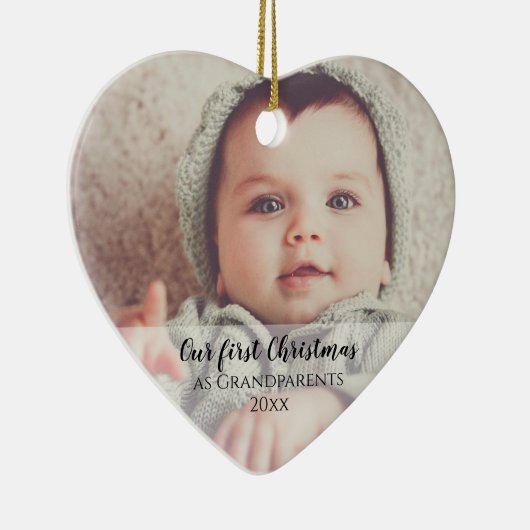Eerste Kerstmis als Grootouders 2 Fotoscript Keramisch Ornament (Rechts)