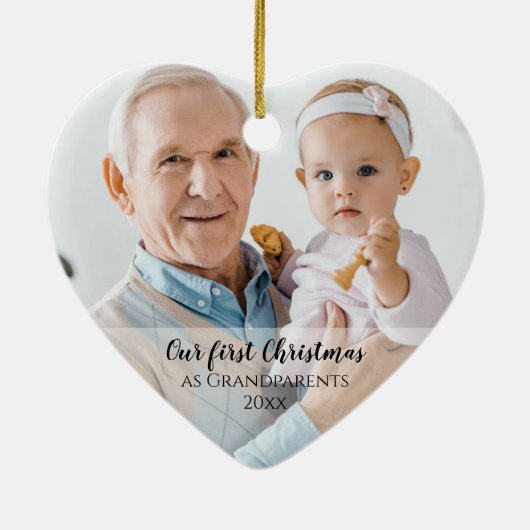 Eerste Kerstmis als Grootouders 2 Fotoscript Keramisch Ornament (Achterkant)