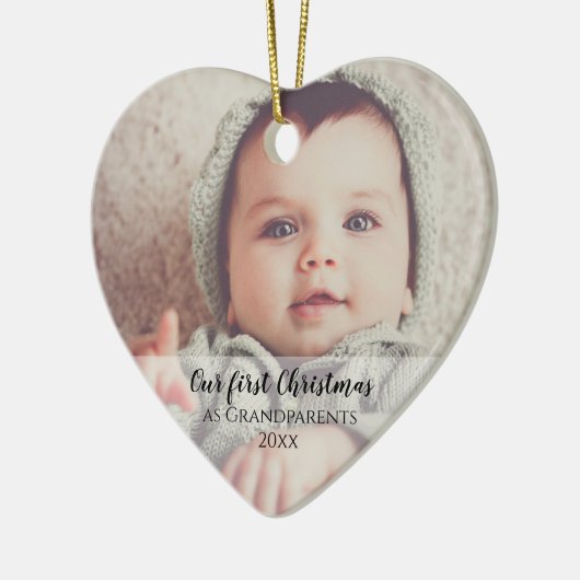 Eerste Kerstmis als Grootouders 2 Fotoscript Keramisch Ornament (Links)