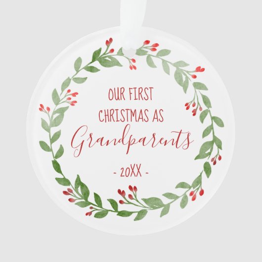 Eerste Kerstmis als Grootouders Aangepaste Baby Fo Ornament (voorkant)