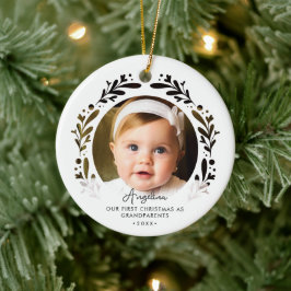 Eerste Kerstmis als grootouders Baby 2-Foto Keramisch Ornament