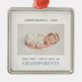 Eerste Kerstmis als grootouders Baby Boy foto Metalen Ornament (Voorkant)
