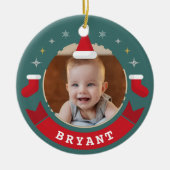 Eerste Kerstmis als Grootouders Baby Foto Keramisch Ornament (Voorkant)