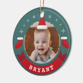Eerste Kerstmis als Grootouders Baby Foto Keramisch Ornament (Links)