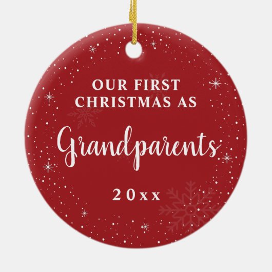 Eerste Kerstmis als Grootouders Baby Foto Keramisch Ornament (Achterkant)