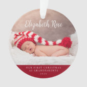 Eerste Kerstmis als grootouders Baby Foto Orname Ornament (voorkant)