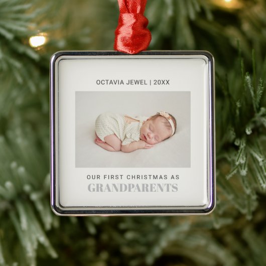 Eerste Kerstmis als grootouders Baby Girl foto Metalen Ornament (Boom)