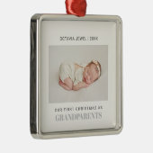 Eerste Kerstmis als grootouders Baby Girl foto Metalen Ornament (Rechts)
