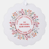 Eerste Kerstmis als grootouders bessen lijst foto Ornament Kaart (Achterkant)