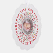 Eerste Kerstmis als grootouders bessen lijst foto Ornament Kaart (Rechts)