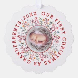 Eerste Kerstmis als grootouders bessen lijst foto Ornament Kaart
