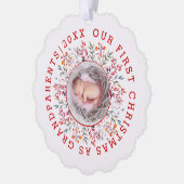 Eerste Kerstmis als grootouders bessen lijst foto Ornament Kaart (Links)