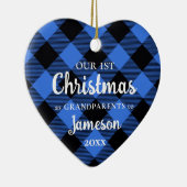 Eerste Kerstmis als Grootouders Blauwe Hartsfoto Keramisch Ornament (Rechts)