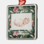 Eerste Kerstmis als grootouders Bloemen Bessen Metalen Ornament (Links)