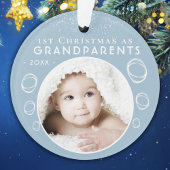Eerste Kerstmis als Grootouders Blue Baby Foto Ornament