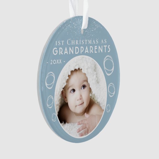 Eerste Kerstmis als Grootouders Blue Baby Foto Ornament (voorkant)
