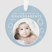 Eerste Kerstmis als Grootouders Blue Baby Foto Ornament (voorkant)