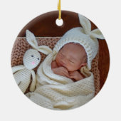 Eerste Kerstmis als Grootouders Blue Glitter Foto Keramisch Ornament (Achterkant)