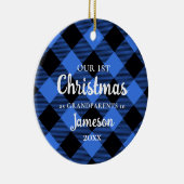 Eerste Kerstmis als Grootouders Blue Pset Round Keramisch Ornament (Rechts)