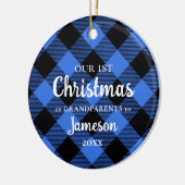 Eerste Kerstmis als Grootouders Blue Pset Round Keramisch Ornament (Links)