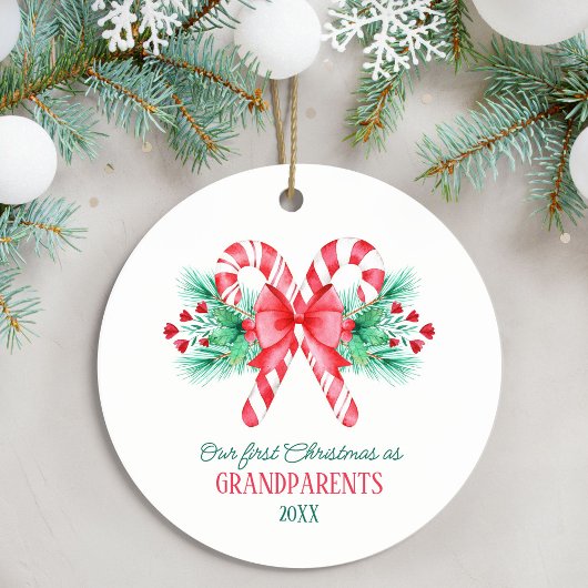 Eerste Kerstmis als grootouders Candy Canes Keramisch Ornament