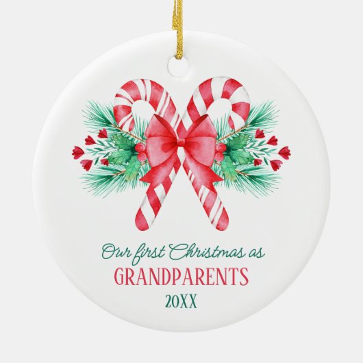 Eerste Kerstmis als grootouders Candy Canes Keramisch Ornament (Achterkant)
