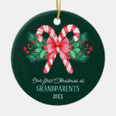 Eerste Kerstmis als grootouders Candy Canes Keramisch Ornament (Voorkant)