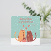 Eerste Kerstmis als grootouders! Cute Cats Feestdagenkaart (Staand voorkant)