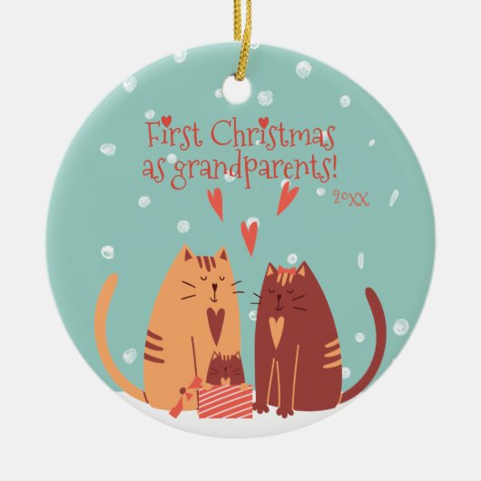 Eerste Kerstmis als grootouders! Cute Cats Keramisch Ornament (Voorkant)